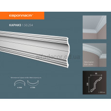 Карниз(плінтус) стельовий гладкий Європласт 1.50.254 Карниз(плінтус) стельовий гладкий Європласт 1.50.254