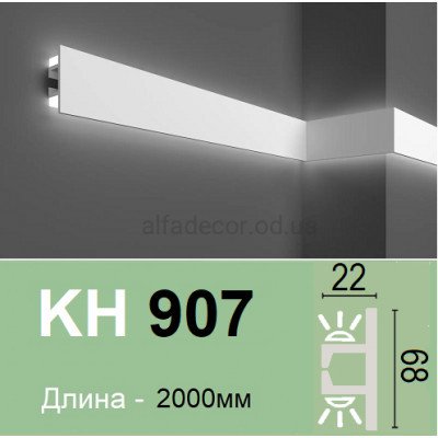 Карниз для підсвічування полімерний KH 907 (2.00м) Grand Decor купити в Одесі