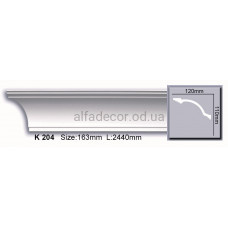 Карниз поліуретановий гладкий (2.44м) Harmony Decor K 204