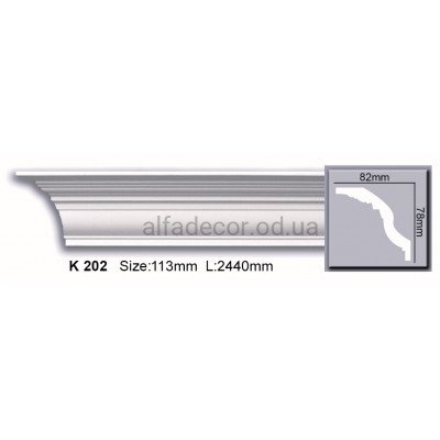 Карниз полиуретановый гладкий (2.44м) Harmony Decor K 202 купить в Одессе