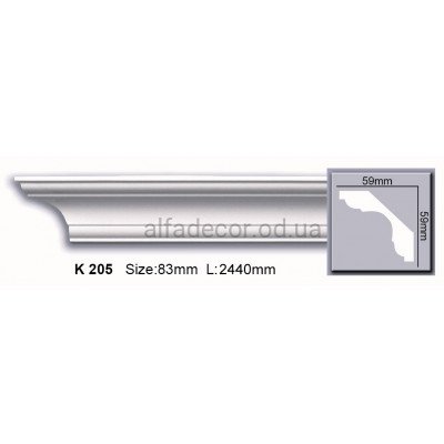 Карниз полиуретановый гладкий (2.44м) Harmony Decor K 205 купить в Одессе