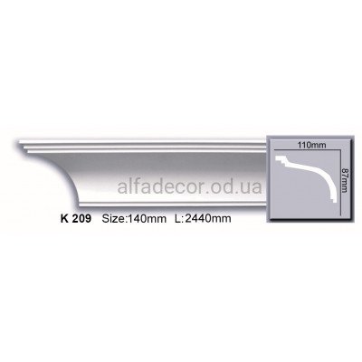 Карниз полиуретановый гладкий (2.44м) Harmony Decor K 209 купить в Одессе