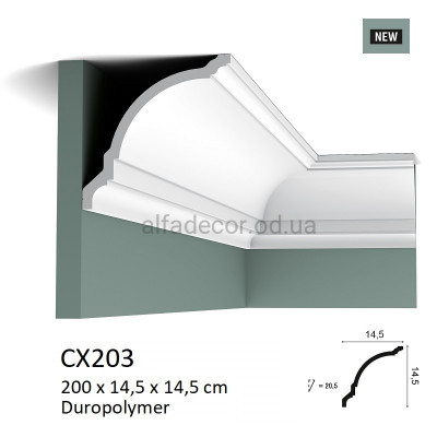 Карниз(плінтус) стельовий дюрополімерний CX203 Orac Decor купити в Одесі